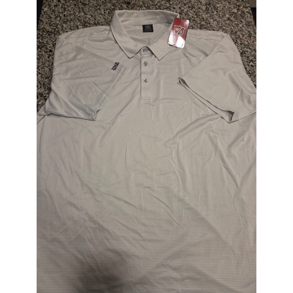 Wilson Staff Mens Grey White Striped‎ Golf Polo Shirt Short Sleeve Size 3XL NEW